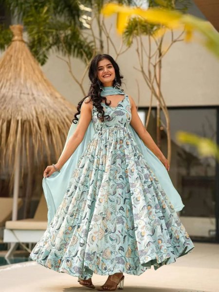 Beautiful Heavy Rayon Printed Anarkali Goen Wholesale Price 