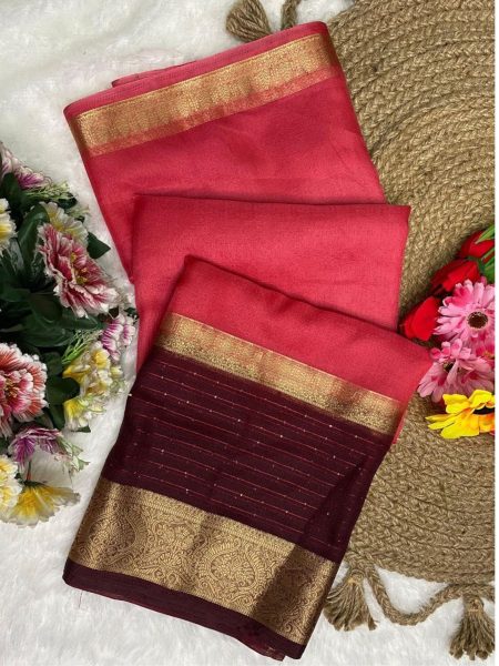 Beautiful Khadi Cotton Saree With Sequence Work  Sarees 