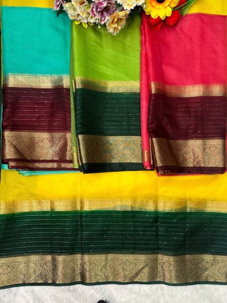 Beautiful Khadi Cotton Saree With Sequence Work  Cotton Sarees Wholesale