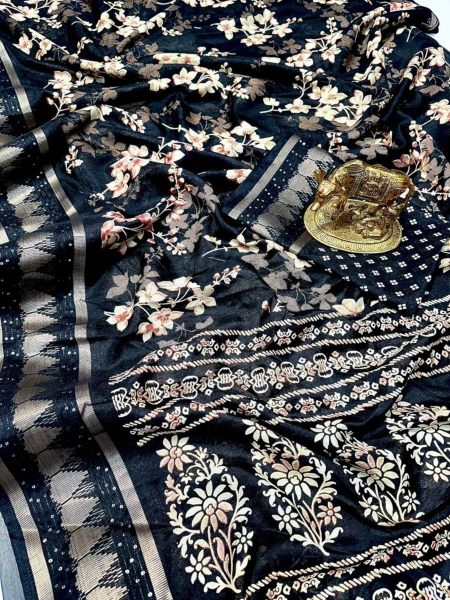 Beautiful Kollam Silk Saree With Flower Print At Wholesale Rate Silk Sarees Wholesale