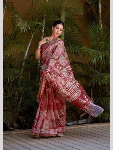 Beautiful Latest Printed Cotton Saree For Woman Printed Cotton Sarees Wholesale