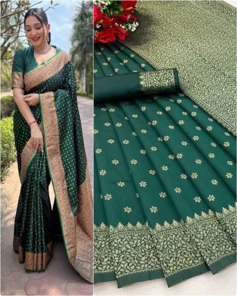 Beautiful Lichi Silk Jacquard Border Saree Silk Sarees Wholesale