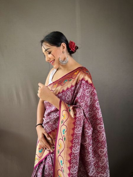 Beautiful Lucknowi Paithani Silk Saree Silk Sarees Wholesale