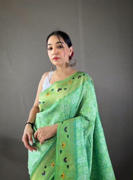 Beautiful Lucknowi Weaving Saree With Paithani Rich Meena Pallu  Designer Wedding Sarees Wholesale