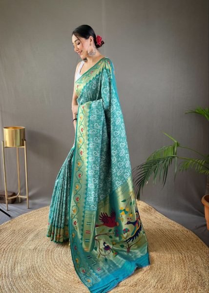 Beautiful Lucknowi Weaving Saree With Paithani Rich Meena Pallu  Designer Wedding Sarees Wholesale