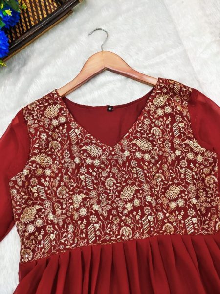 Beautiful Maroon Georgette Kurti Georgette Kurti 