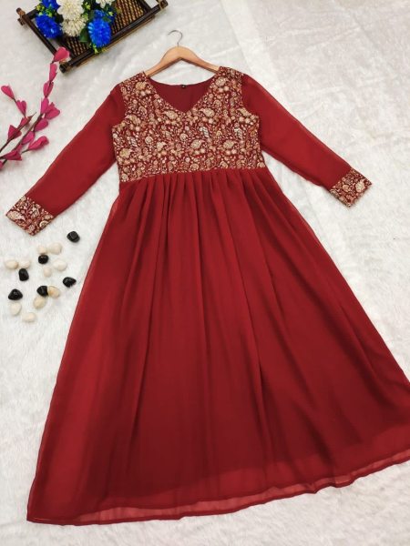 Beautiful Maroon Georgette Kurti Georgette Kurti 