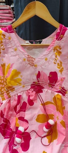 Beautiful Maslin Anarkali Kurti Pant With Dupatta  3 Piece Kurti Set
