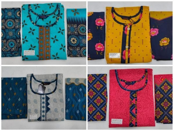Beautiful Mix cotton Punjabi Printed Patiyala Suit Punjabi Dress Materials Wholesale
