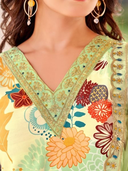 Beautiful Muslin Kurti Pant with Dupatta  3 Piece Kurti Set