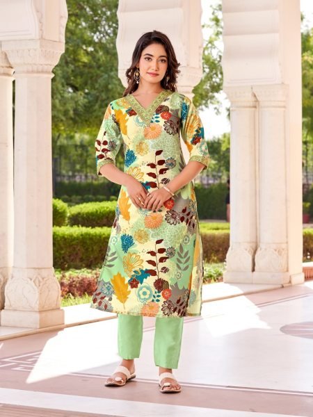 Beautiful Muslin Kurti Pant with Dupatta  3 Piece Kurti Set