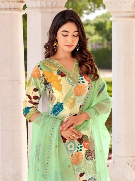 Beautiful Muslin Kurti Pant with Dupatta  3 Piece Kurti Set