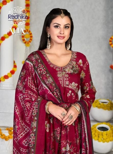 Beautiful Muslin Print Alia Cut Kurti Pant With Dupatta 3 Piece Kurti Set