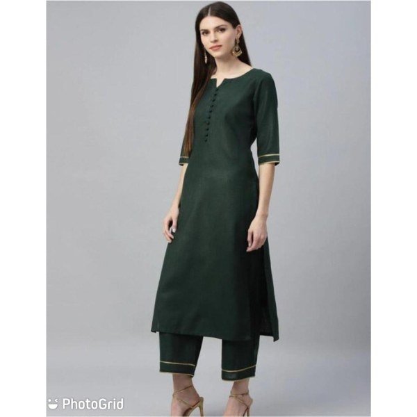Beautiful New Ruby Cotton Kurti Pant With Chanderi Dupatta 3 Piece Kurti Set