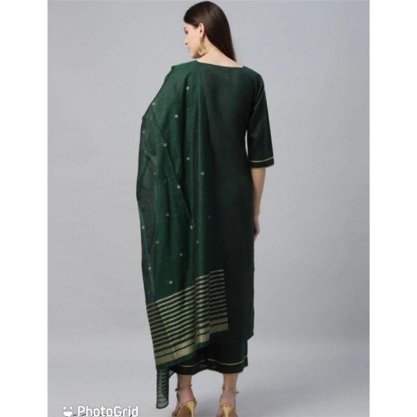 Beautiful New Ruby Cotton Kurti Pant With Chanderi Dupatta 3 Piece Kurti Set