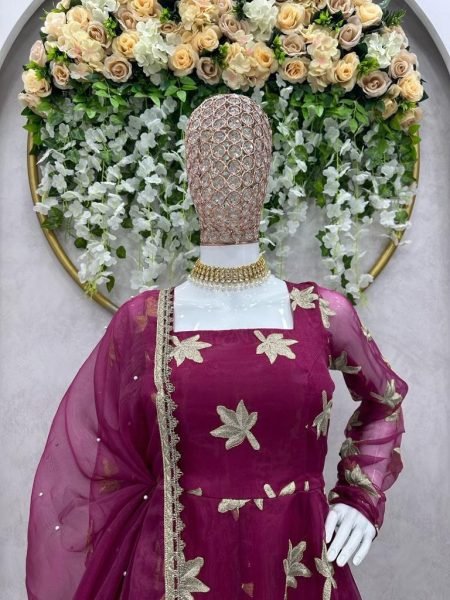 Beautiful Organza Silk Suit With Thred Work  Ready To Wear Collection