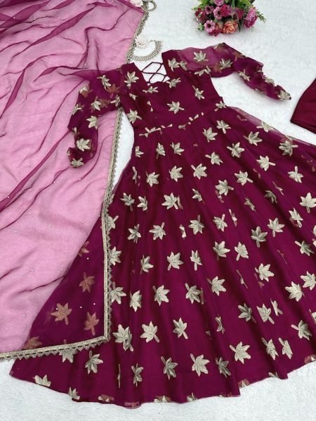 Beautiful Organza Silk Suit With Thred Work  Ready To Wear Collection