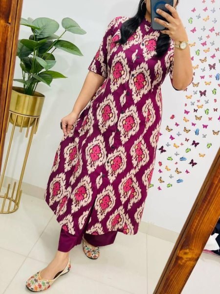Beautiful Premium Floral Fine Cotton Kurti Pant Set 