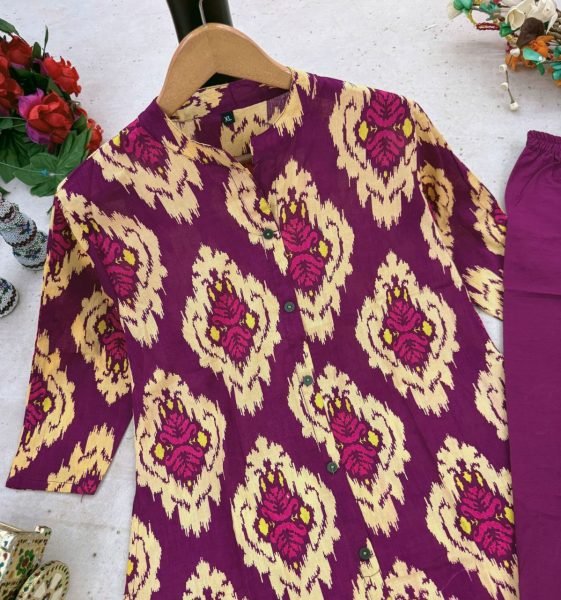Beautiful Premium Floral Fine Cotton Kurti Pant Set CO ORD Sets