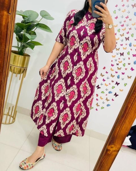 Beautiful Premium Floral Fine Cotton Kurti Pant Set CO ORD Sets