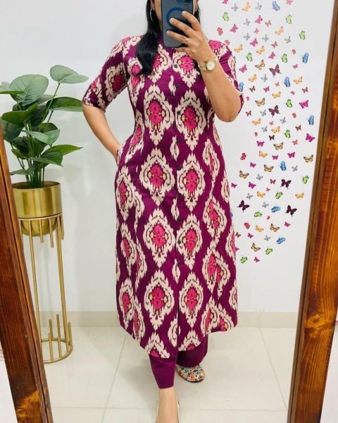 Beautiful Premium Floral Fine Cotton Kurti Pant Set CO ORD Sets