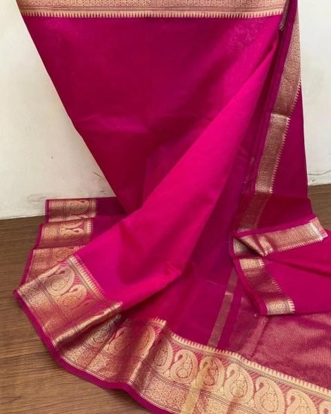 Beautiful Pure Orgenza Weaving Saree With Chitt Pallu Copper Zari Kuber Border Organza Sarees Wholesale