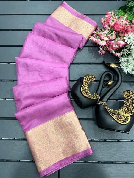 Beautiful Pure Orgenza Weaving Saree With Chitt Pallu Copper Zari Kuber Border Organza Sarees Wholesale