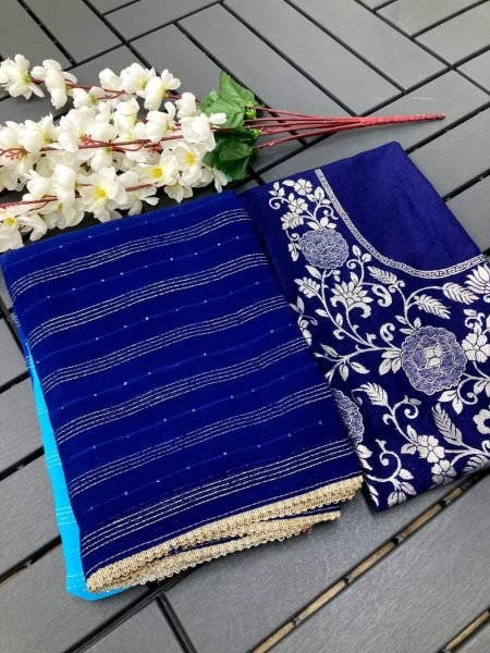Beautiful Pure viscose Georgette with sequence weaving Saree   Georgette Sarees Wholesale