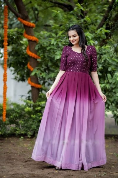 Beautiful  Shaded Long gown with Sequins embroidery  Anarkali Kurtis 