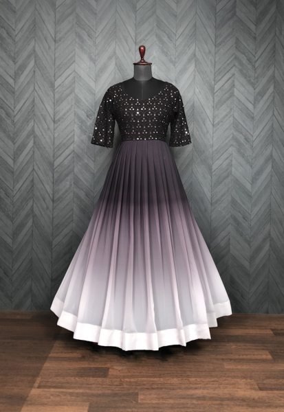 Beautiful Shaded Long Gown With Sequins Embroidery Anarkali Kurtis 