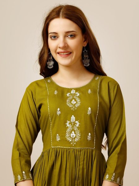 Beautiful Short Rayon Kurti With Embroidery   Sequence Work Printed Kurtis