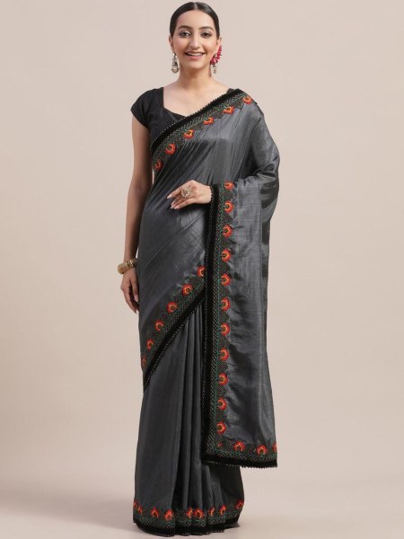 Beautiful Silk Saree With Embroidery Lace Border Sarees 