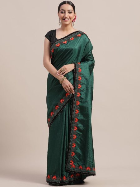 Beautiful Silk Saree With Embroidery Lace Border Silk Sarees Wholesale