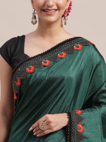 Beautiful Silk Saree With Embroidery Lace Border Silk Sarees Wholesale