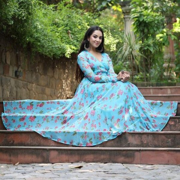 Beautiful Sky Blue Colour Georgette Kurti  Georgette Kurti 