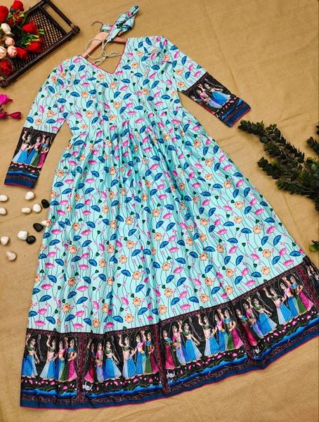 Beautiful Soft Silk Digital Printed Floral Gown  Printed Kurtis