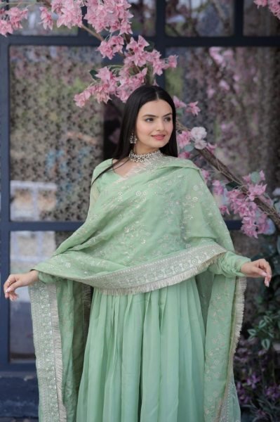 Beautiful Tabby Silk Kurti Plazzo With Sequence Embroidery Dupatta 3 Piece Kurti Set
