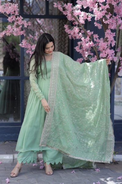 Beautiful Tabby Silk Kurti Plazzo With Sequence Embroidery Dupatta 3 Piece Kurti Set