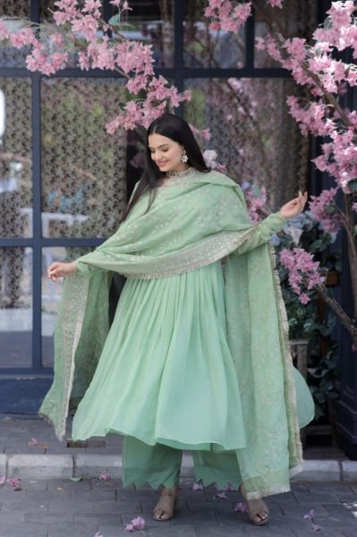 Beautiful Tabby Silk Kurti Plazzo With Sequence Embroidery Dupatta 3 Piece Kurti Set