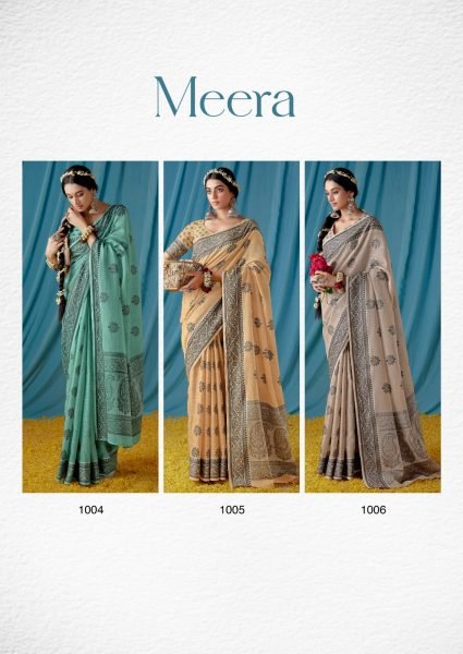 Beautiful Traditional Wear Lucknowi Linen Saree Linen Sarees Wholesale
