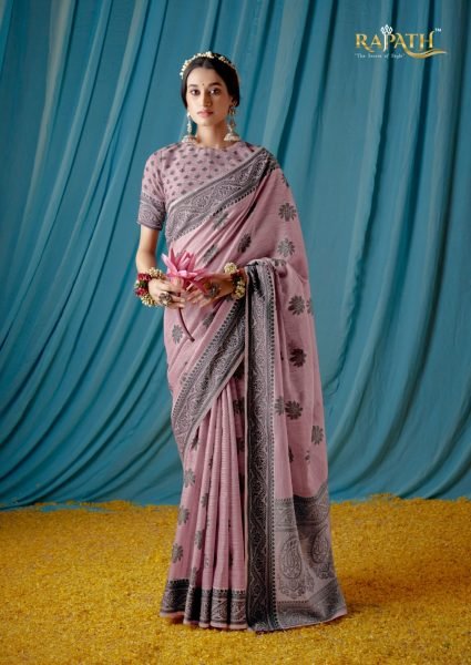 Beautiful Traditional Wear Lucknowi Linen Saree Linen Sarees Wholesale