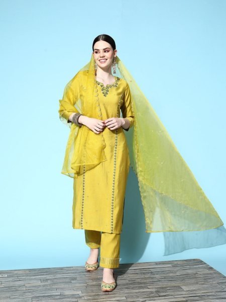 Beautiful Viscose Rayon Kurti Pant Set  3 Piece Kurti Set