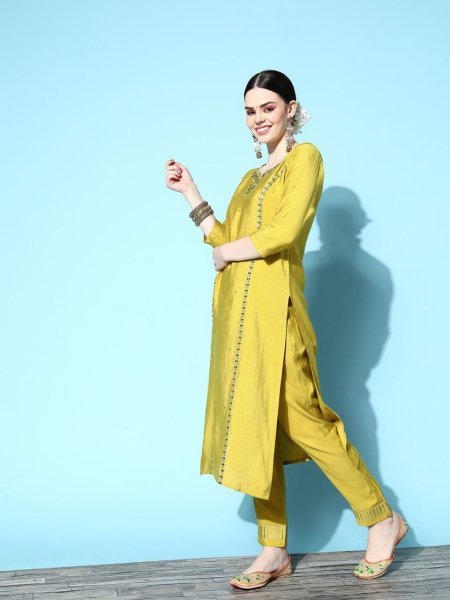 Beautiful Viscose Rayon Kurti Pant Set  3 Piece Kurti Set