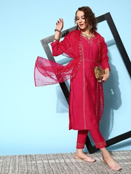 Beautiful Viscose Rayon Kurti Pant Set  3 Piece Kurti Set