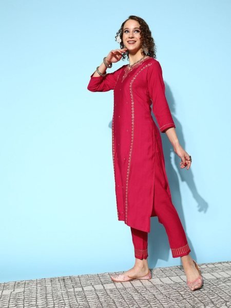 Beautiful Viscose Rayon Kurti Pant Set  3 Piece Kurti Set