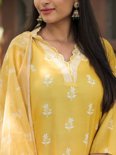 Beautiful Yellow Rayon Embroidered Kurti with Bottom Dupatta for Daily Wear at Manufacturer Rate  Straight Cut Long Kurtis