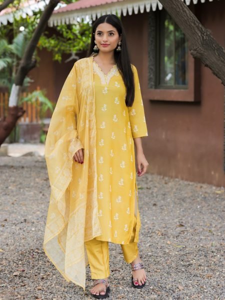 Beautiful Yellow Rayon Embroidered Kurti with Bottom Dupatta for Daily Wear at Manufacturer Rate  Straight Cut Long Kurtis
