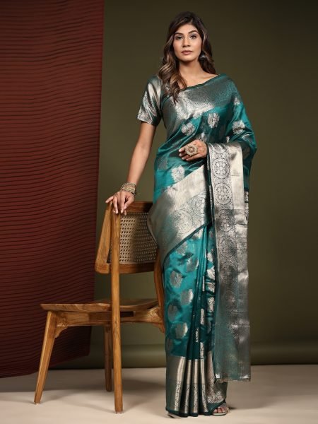 Beautiful Zari Weaving pallu with Soft M organza silk  Saree Organza Sarees Wholesale