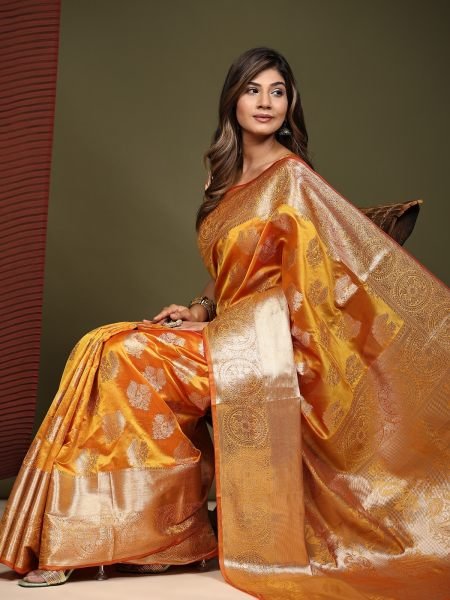 Beautiful Zari Weaving pallu with Soft M organza silk  Saree Organza Sarees Wholesale