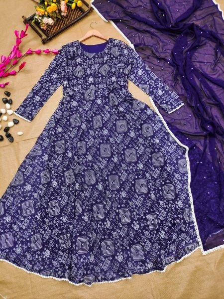 Beautifull Fox Georgette Gown With Dupatta Kurti With Dupatta Wholesale